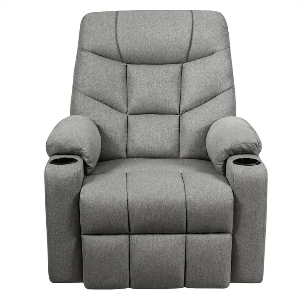 Front. Kadyn - Recliner Chair, Reclining Chair,Lounge Chair,Electric Power Lift Recliner Massage Sofa-Light Gray - Gray.