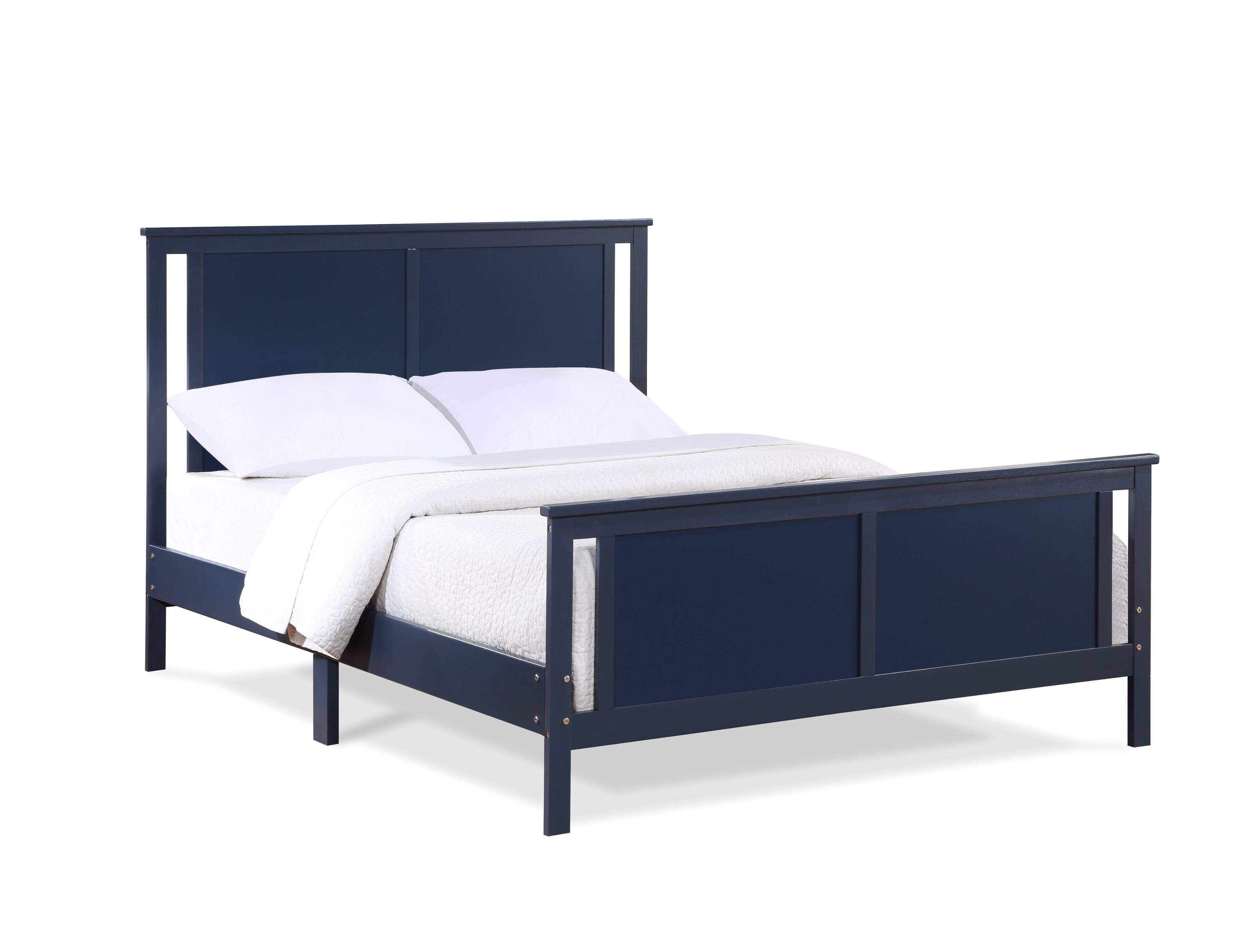 Back. APRILSOUL - Connelly Full Bed Midnight Blue and Vintage Walnut - Dark Blue.