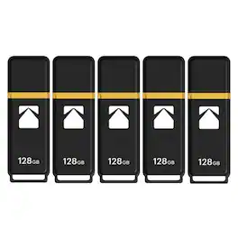 Kodak - USB2.0 K100 128GB Flash Drive (5-pack) - Black