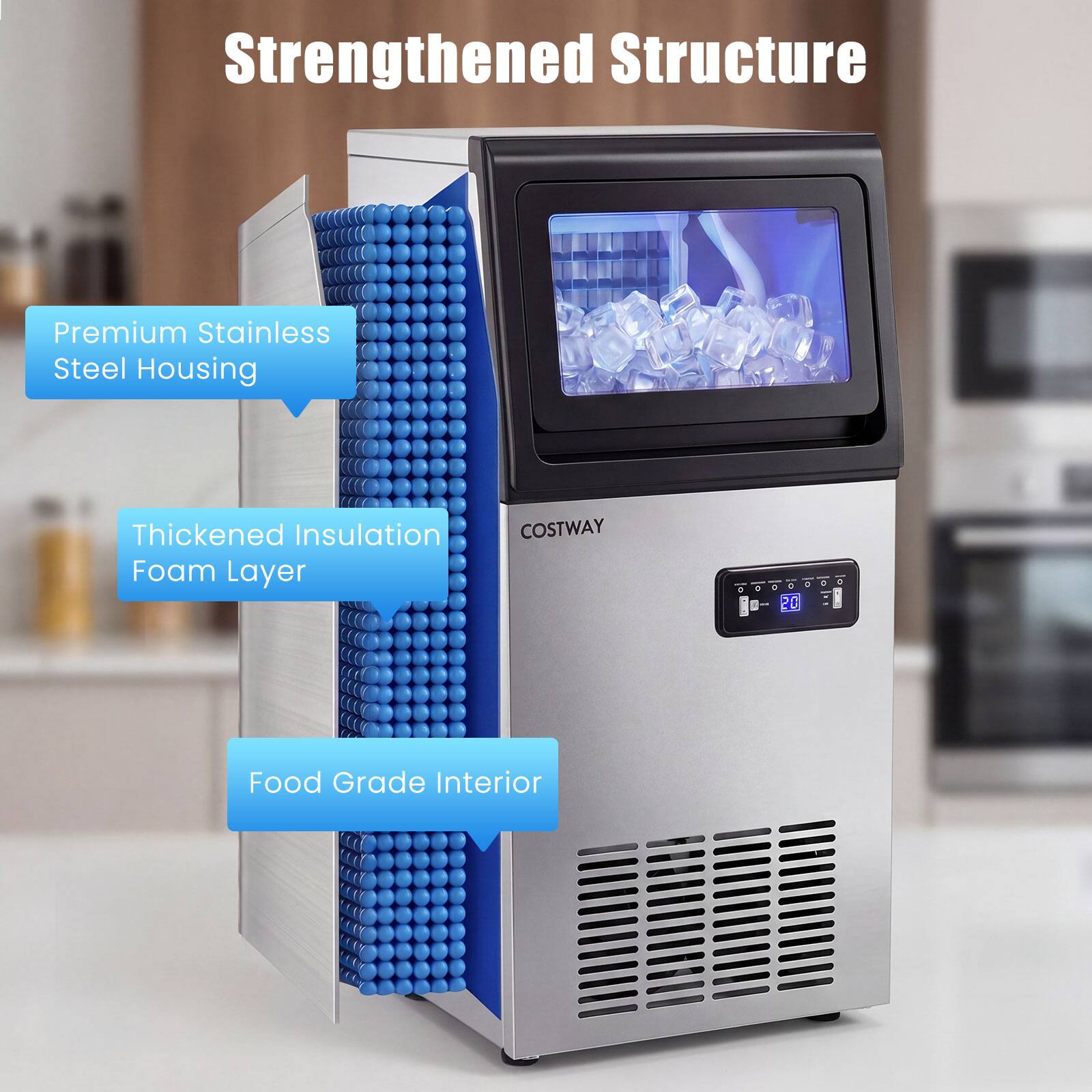 Strengthened Structure

- Premium Stainless Steel Housing
- Thickened Insulation Foam Layer
- Food Grade Interior

COSTWAY 066 - 5 - R: 20