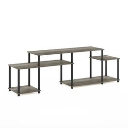 Furinno - Turn-N-Tube Handel TV Stand for TV up to 55 Inch - French Oak/Black Classic Tube