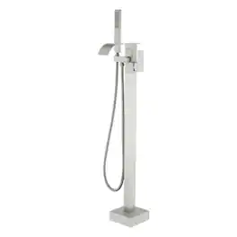 Boyel Living - Brushed Bathtub Faucet Dual Function 360 Degrees Rotatable 1.5m SUS304 Hose Independent Handles - Brushed Nickel
