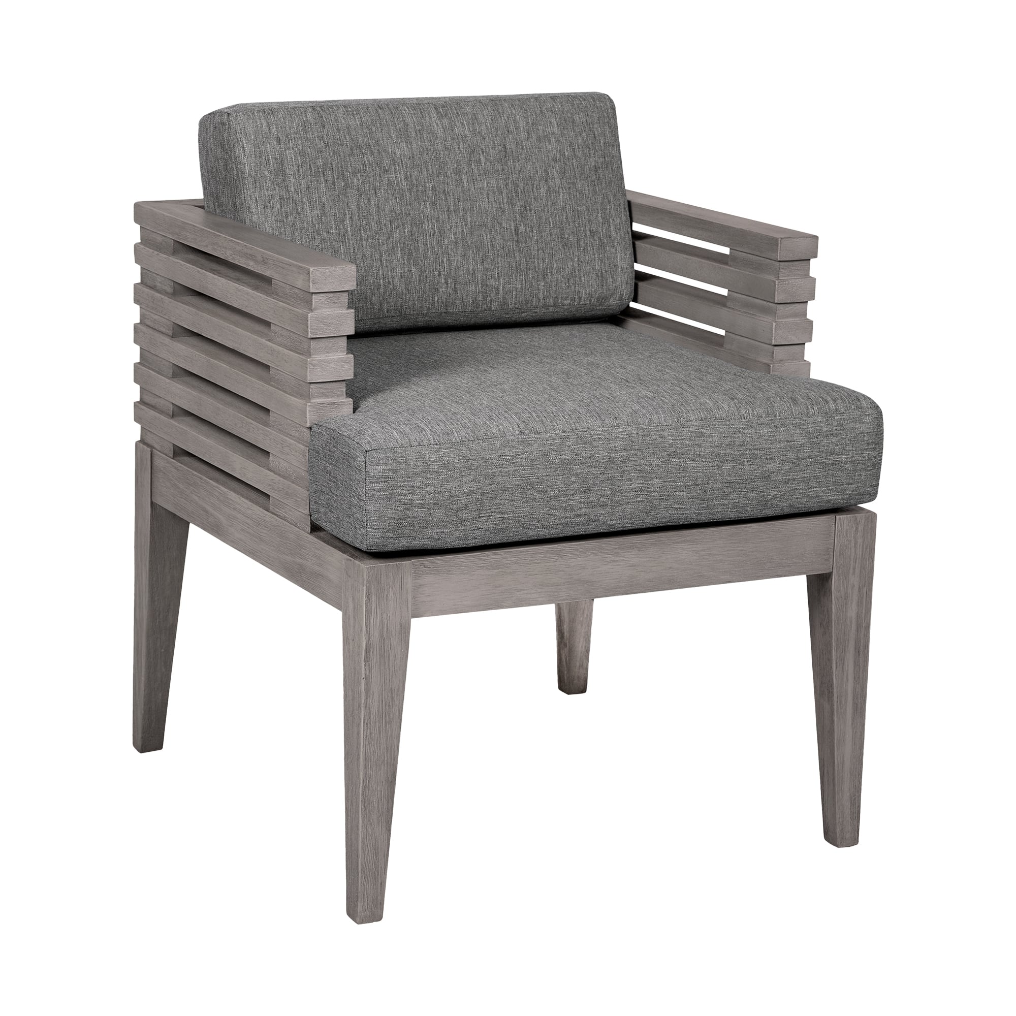 Armen Living - Vivid Outdoor Patio Dining Chair Eucalyptus Wood with Olefin Cushions - Gray
