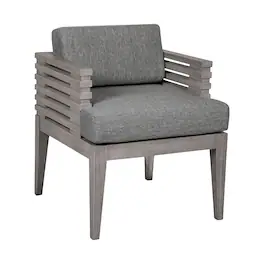 Armen Living - Vivid Outdoor Patio Dining Chair Eucalyptus Wood with Olefin Cushions - Gray