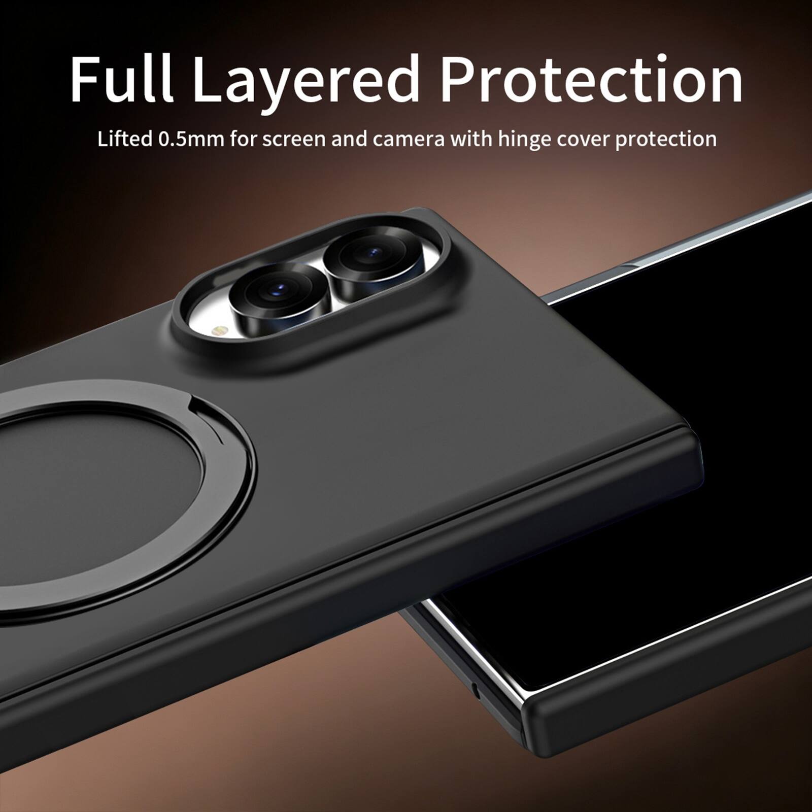 Full Layered Protection  
Lifted 0.5mm for screen and camera with hinge cover protection