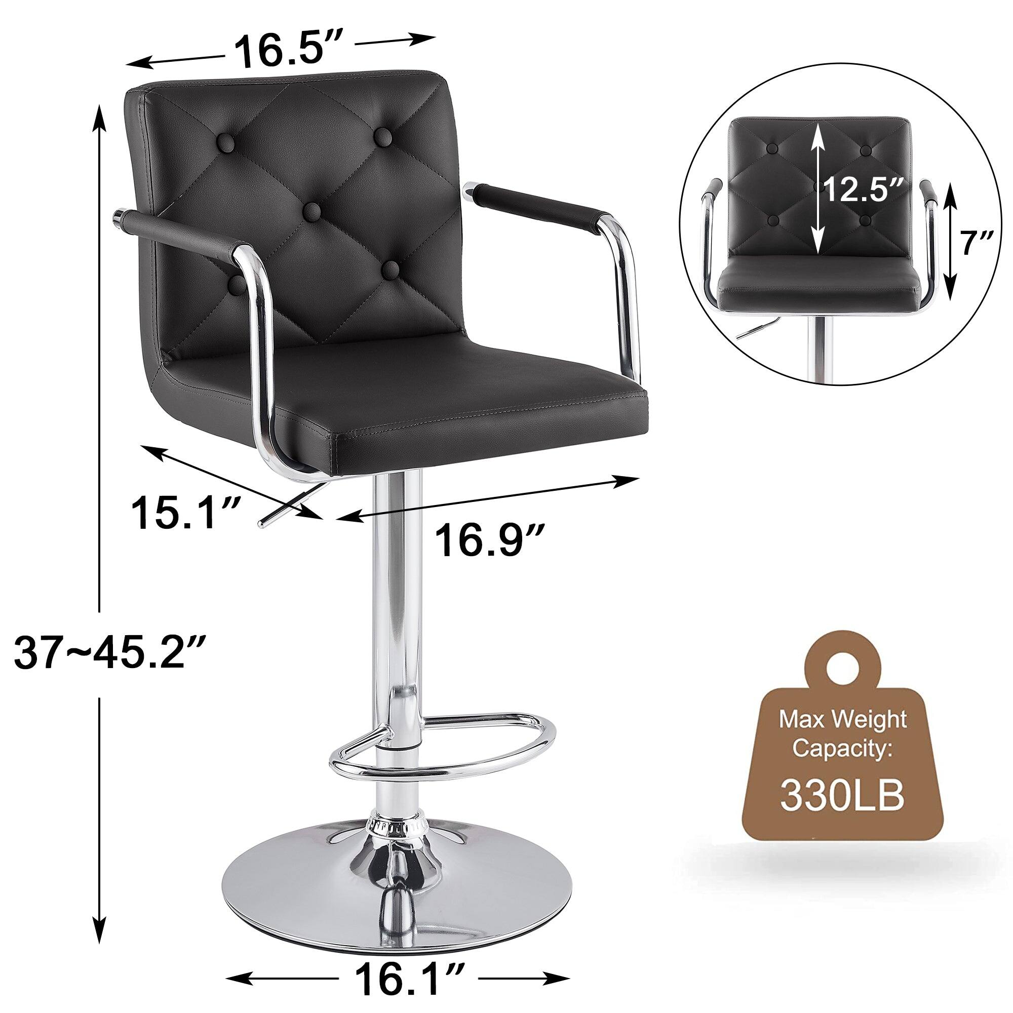 - Width: 16.5"
- Depth: 15.1"
- Seat Height: 16.9"
- Back Height: 16.1"
- Seat Height Range: 37~45.2"
- Seat Depth: 12.5"
- Seat Width: 7"
- Max Weight Capacity: 330LB