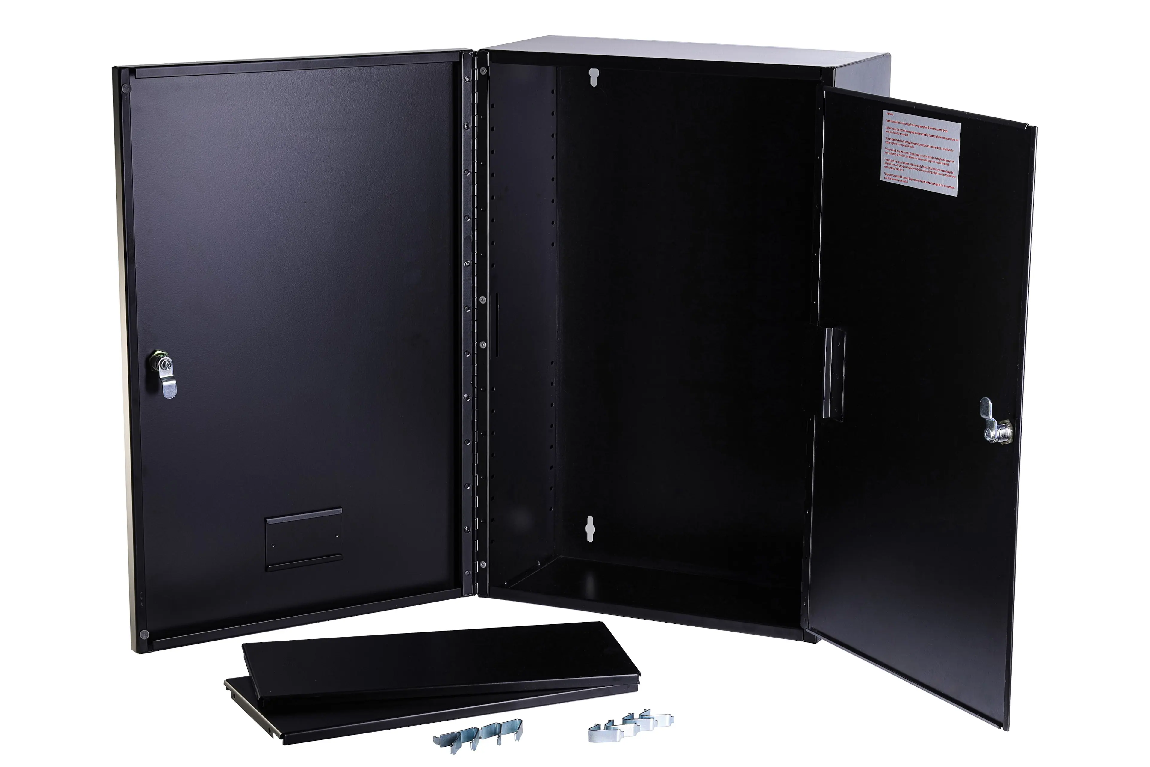Angle. Viva Comfort - Medicine Cabinet, Large Double Door Bathroom Locking Secure Storage Cabinet - black.