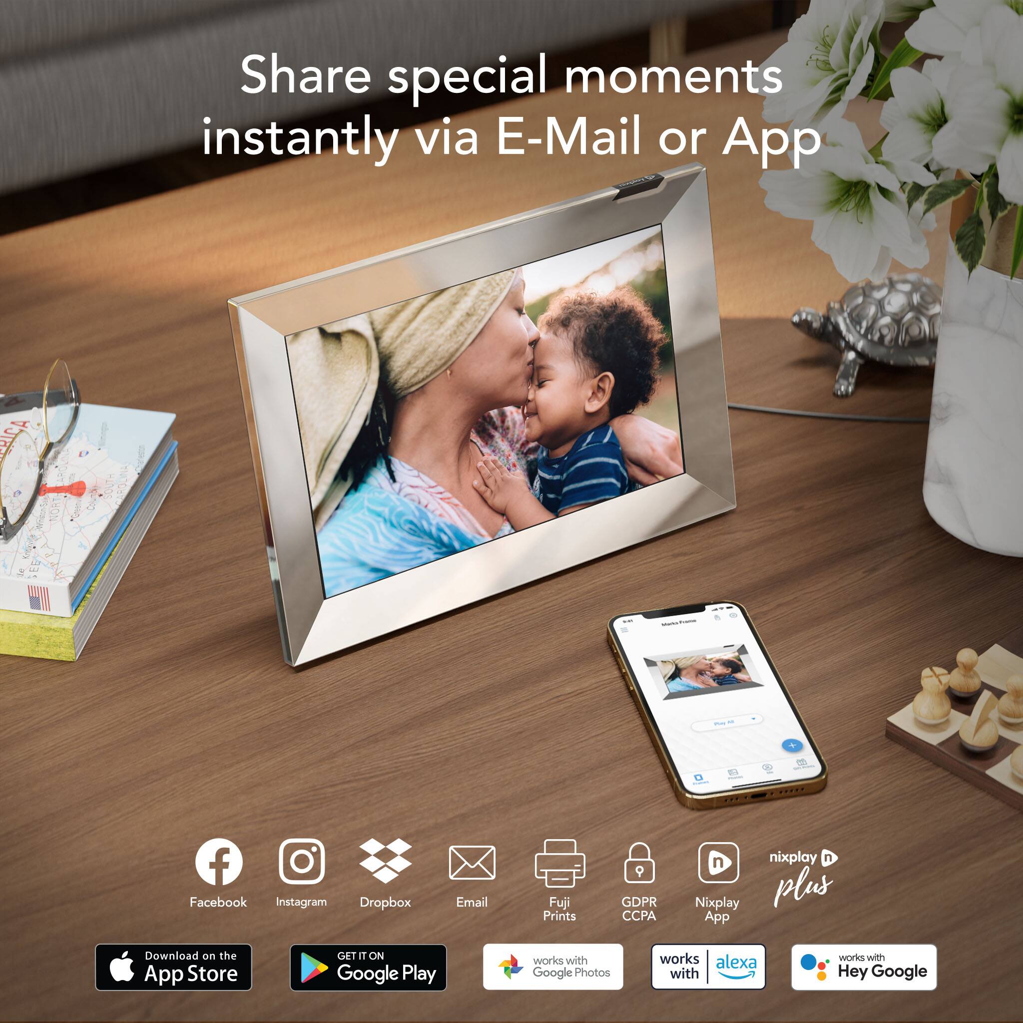 Alt View 11. Nixplay - W10K Touch 10.1-inch LCD Smart Digital Photo Frame - Polished Steel.