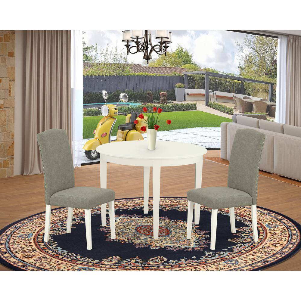 Left. East West Furniture - Dining Room Set Linen White - Brown.