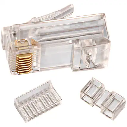 Front. IDEAL - CAT-6 RJ45 Mod Plug Card of 25 - Clear.
