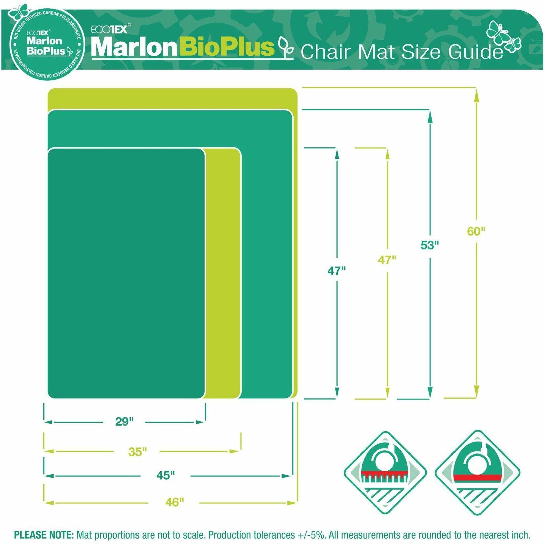 Alt View 16. Floortex - Floortex BioPlus Eco Friendly Carbon Neutral Chair Mat for Low / Medium Pile Carpets up to 1/2" thick - 46" x 60" - Clear.