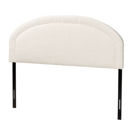 Front. Baxton Studio - Fiana Modern Boucle Fabric Queen Size Headboard - White/Dark Brown.
