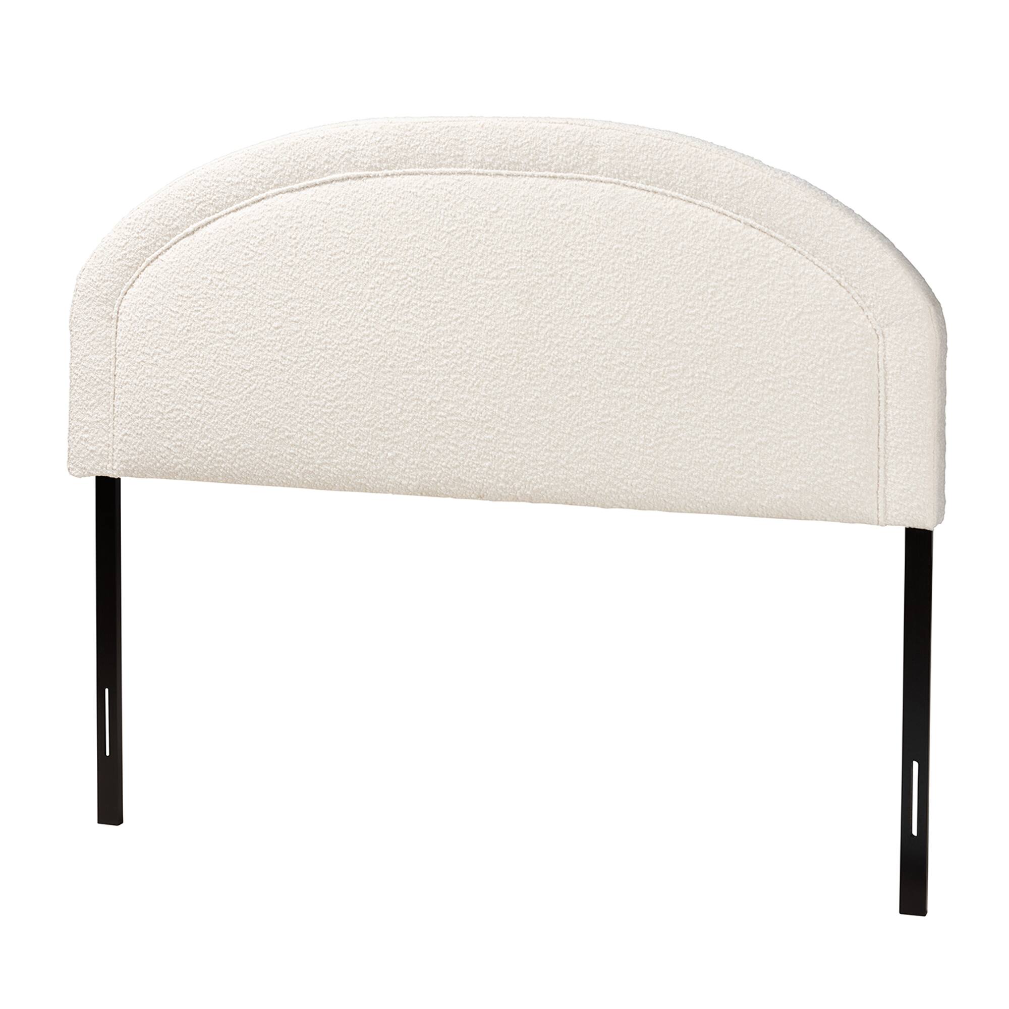 Front. Baxton Studio - Fiana Modern Boucle Fabric Queen Size Headboard - White/Dark Brown.