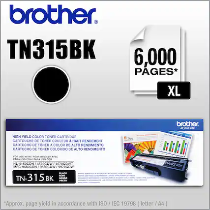 Front. Brother - TN315BK High-Yield Toner Cartridge - Black.