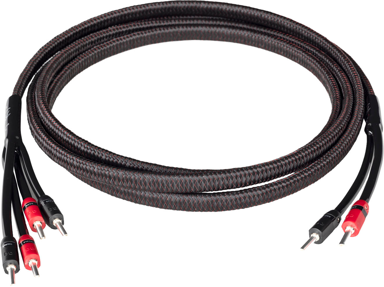 Angle View: AudioQuest - Rocket 33 10' Pair Bi-Wire Speaker Cable, Silver Banana Connectors - Red/Black