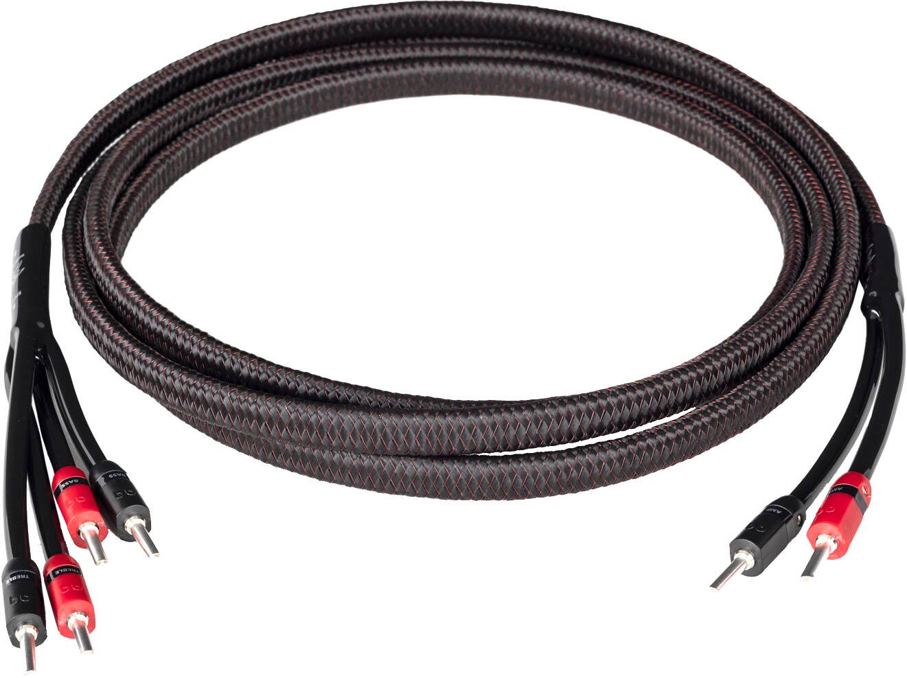 Angle. AudioQuest - Rocket 33 10' Pair Bi-Wire Speaker Cable, Silver Banana Connectors - Red/Black.