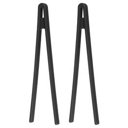 Unique Bargains - 2pcs 8.7" Silicone Toast Tongs, Heat-Resistant Kitchen Utensil for Toaster, Salad, BBQ & Bacon - Black