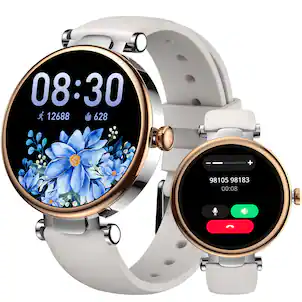 TOZO - Smart Watch for Women, HD AMOLED Screen, Health Tracker, Sleep Monitor, 100+ Sports Modes, Calls & Text, 3ATM Waterproof - Silver Silicone Strap - (2026)