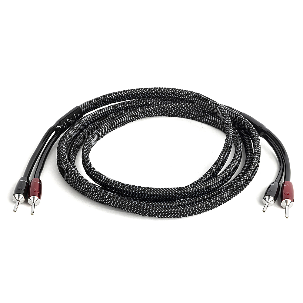Angle View: AudioQuest - Rocket 44 15' Pair Full-Range Speaker Cable, Silver Banana Connectors - Silver/Black