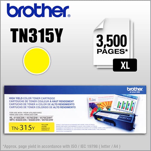 Front. Brother - TN315Y High-Yield Toner Cartridge - Yellow.