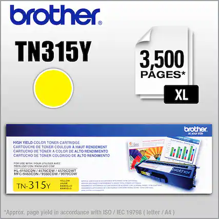 Front. Brother - TN315Y High-Yield Toner Cartridge - Yellow.