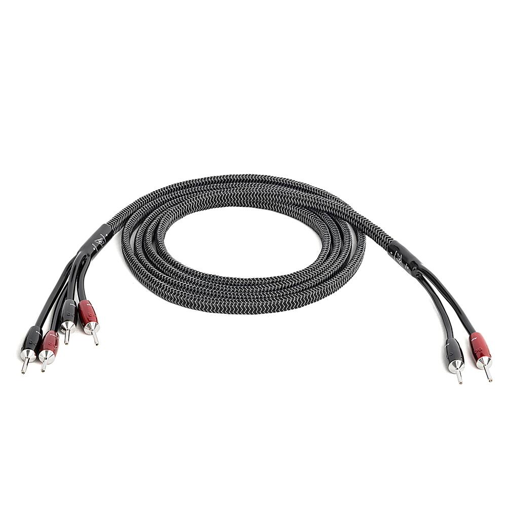 Angle. AudioQuest - Rocket 44 15' Pair Bi-Wire Speaker Cable, Silver Banana Connectors - Silver/Black.