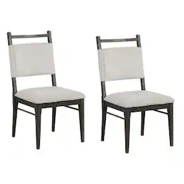 Manhattan Lane - Oline Side Dining Chair Set of 2, Dark Walnut Brown Wood - Walnut Brown, Light Gray