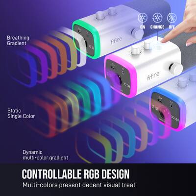 USB/XLR Dynamic Microphone with RGB, Touch-mute, I/O