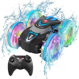 MOVSSOU - Amphibious Waterproof 360° Flips 4WD RC Stunt Car 2.4GHz All-Terrain Vehicle Birthday Gift - Blue