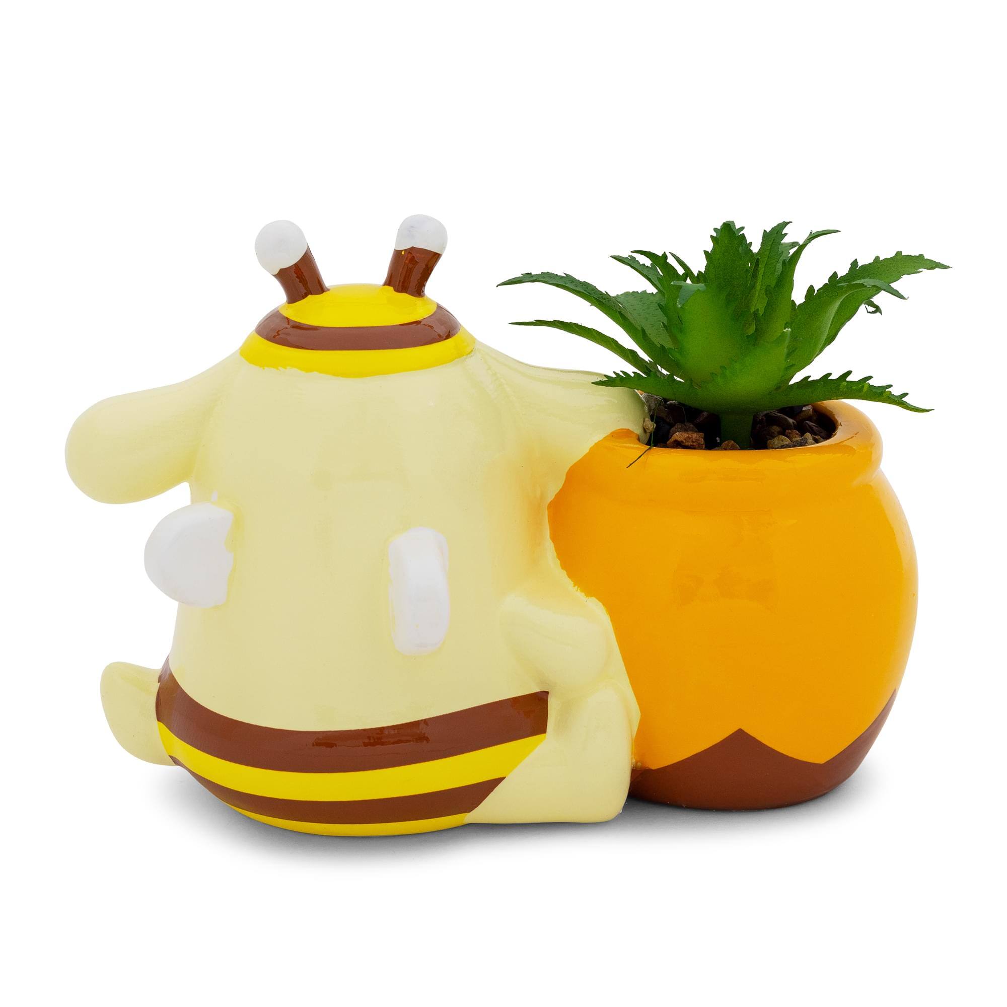 Alt View 2. Silver Buffalo - Sanrio Pompompurin Honey Pot Ceramic Mini Planter With Artificial Succulent - Yellow.