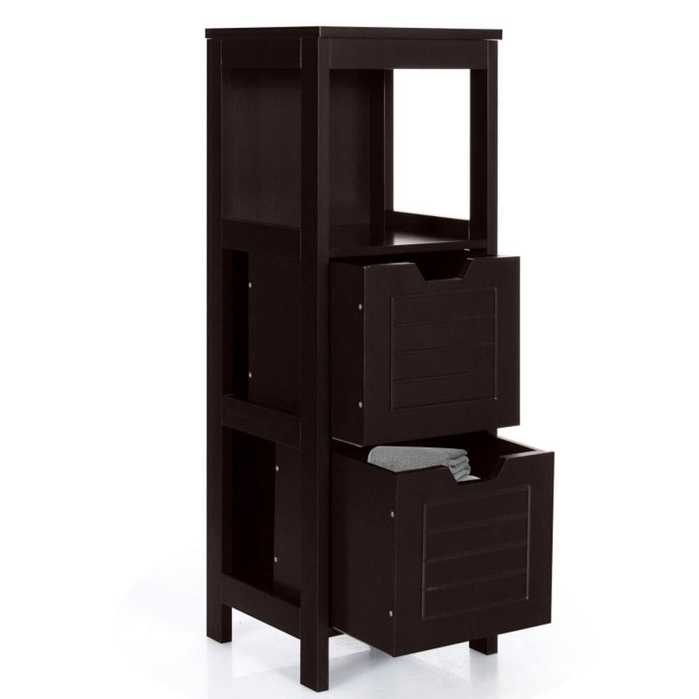 Alt View 6. Kadyn - Bathroom Wooden Floor Cabinet Multifunction Storage Rack Stand Organizer-Brown, Bathroom Cabinets for Entryway Storage - Brown.