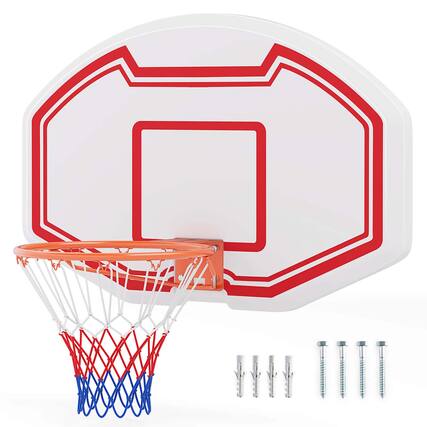 Front. Costway - Costway Large Wall Mounted Basketball Hoop with 36" x 24" Shatter-proof Backboard or Kids - White,Red.