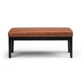 Simpli Home - Lacey 43 inch Wide Contemporary Rectangle Tufted Ottoman Bench - Distressed Saddle Brown