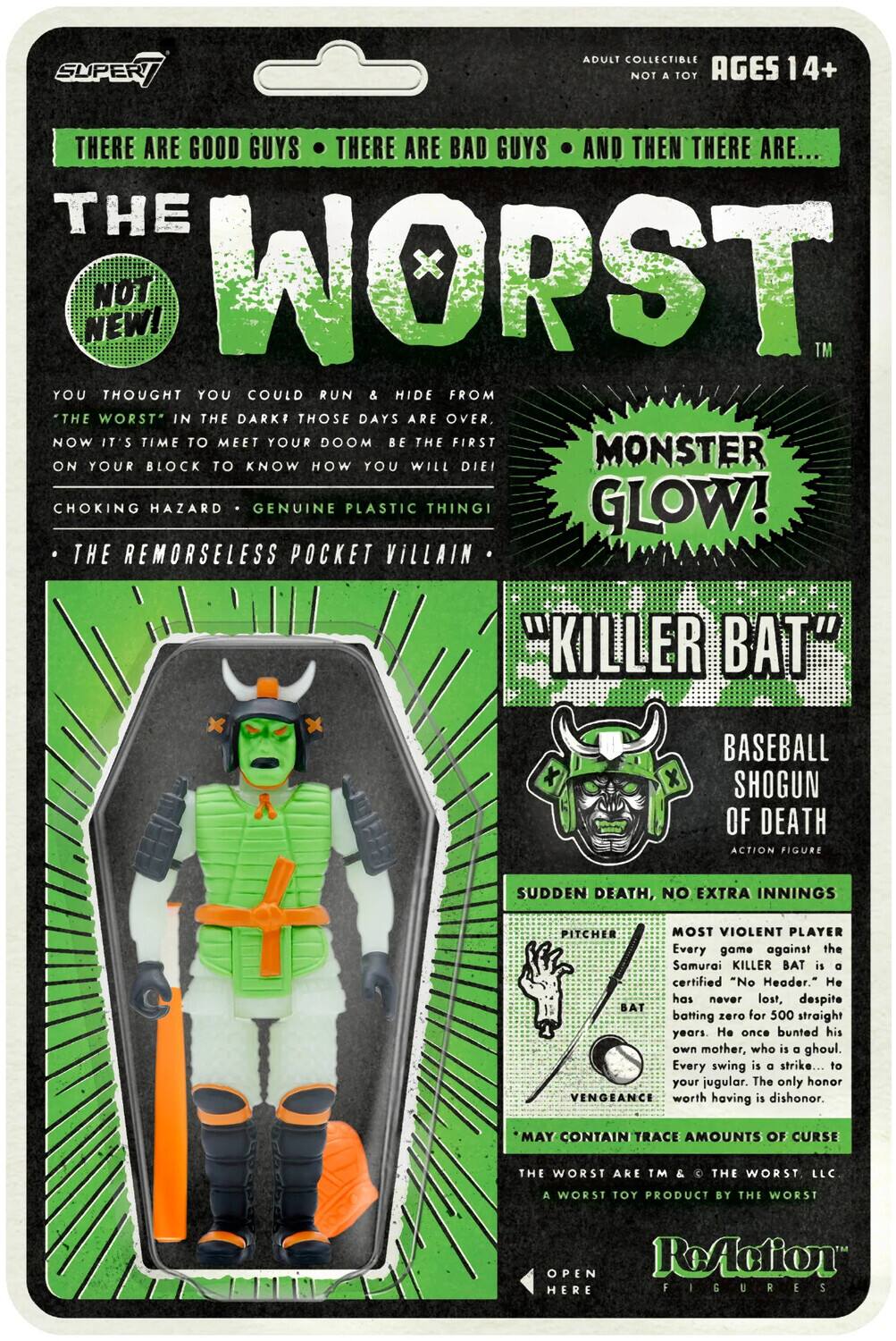Super7 - The Worst - ReAction Figures Wave 3 - Killer Bat (Hell-Oween Glow) - Collectibles