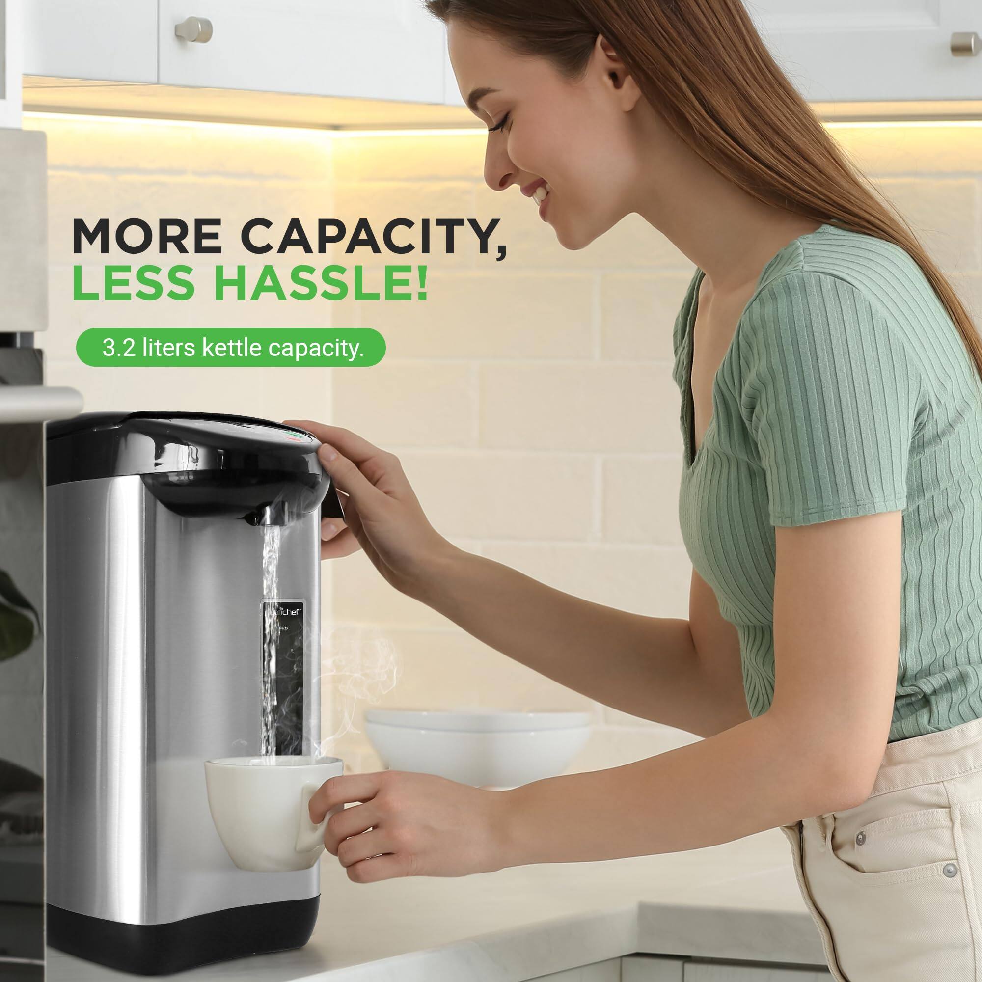 MORE CAPACITY, LESS HASSLE!  
3.2 liters kettle capacity.