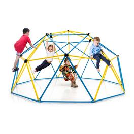 Gymax - 10 FT Climbing Dome with Swing Outdoor Kids Play Jungle Gym - Yellow