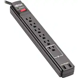 Eaton Tripp Lite Series Safe-IT 6-Outlet Surge Protector, 2 USB Charging Ports, 10 ft. Cord, 5-15P Plug, 990 Joules - Unknown