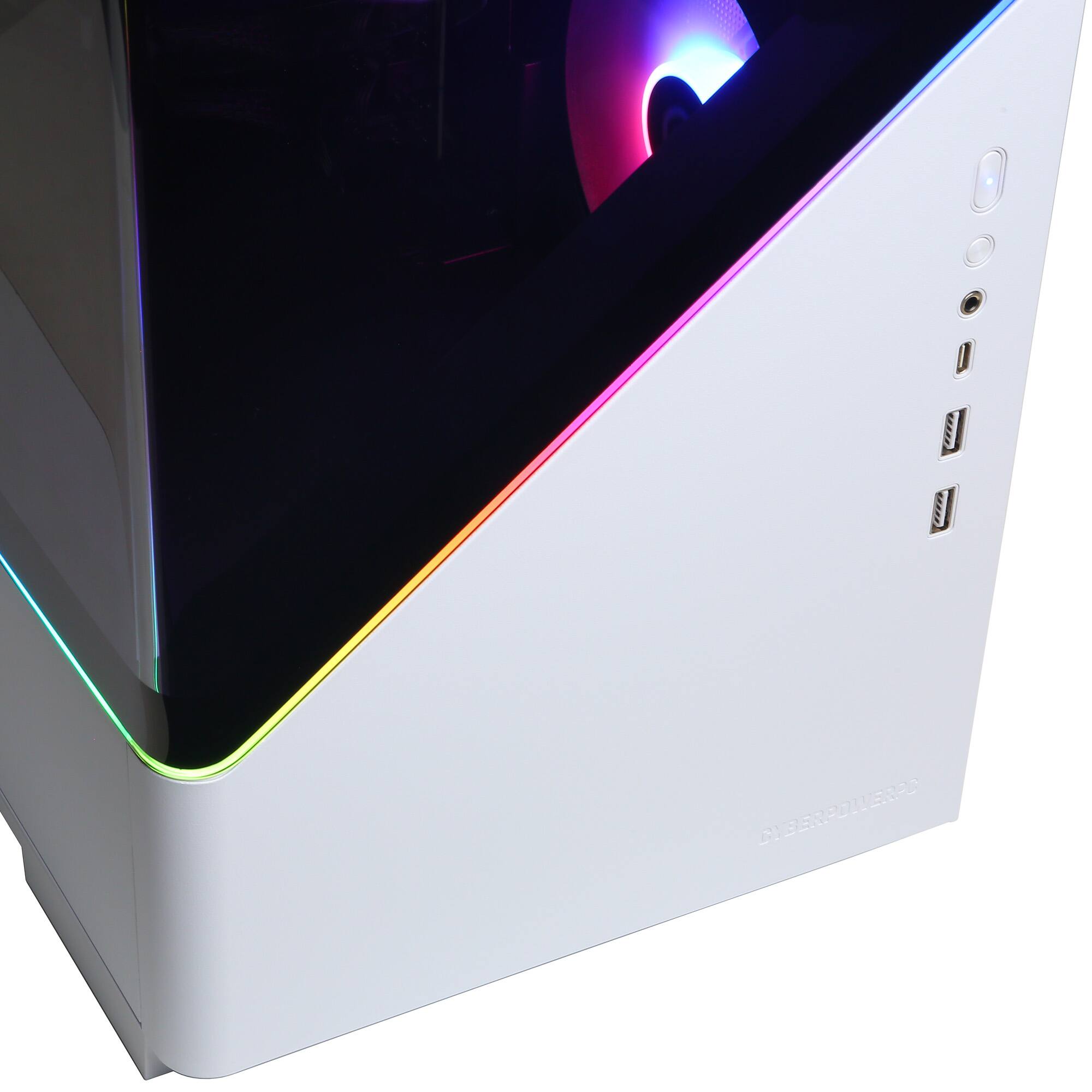 Alt View 3. CyberPowerPC - Gaming Desktop - AMD Ryzen 7 9700X - NVIDIA GeForce RTX 5070 Ti 16GB - 32GB DDR5 - 2TB PCIe 4.0 SSD - White.