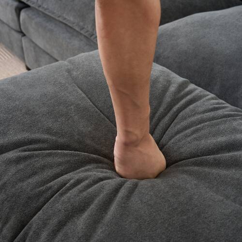 Left. Anysun - Oversized U-Shape Chenille Sectional - 4-Seat Deep-Seat Cloud Couch with 2 Ottomans, DIY Modular for Living Room - Gray.