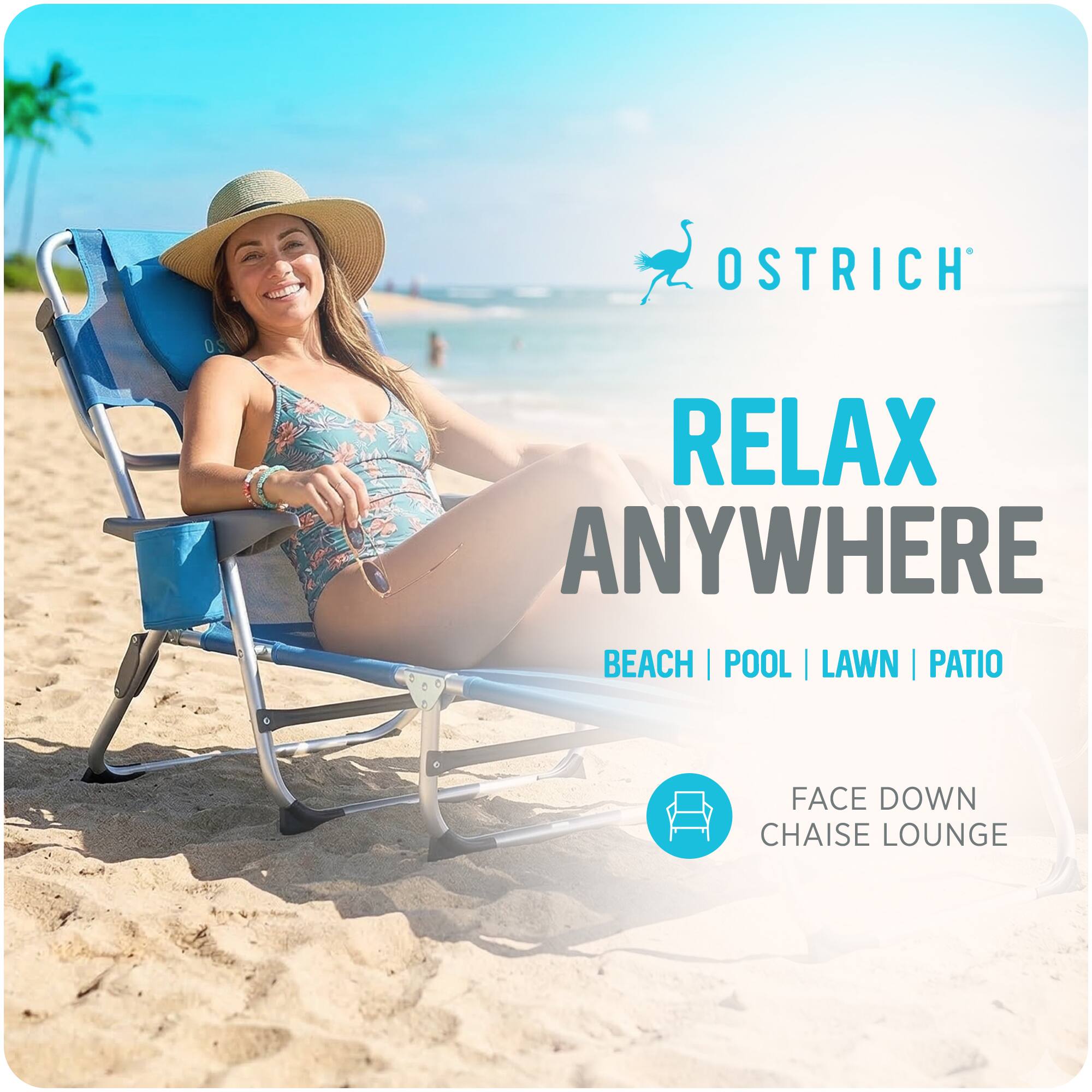OSTRICH RELAX ANYWHERE BEACH | POOL | LAWN | PATIO FACE DOWN CHAISE LOUNGE