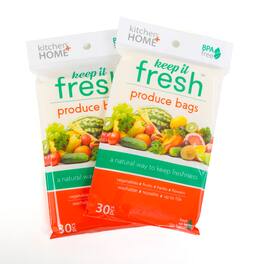Kitchen + Home - Keep it Fresh Produce Bags - 60 Reusable Fruit Veggie Freshness Green Bags & Twist Ties - Yellow