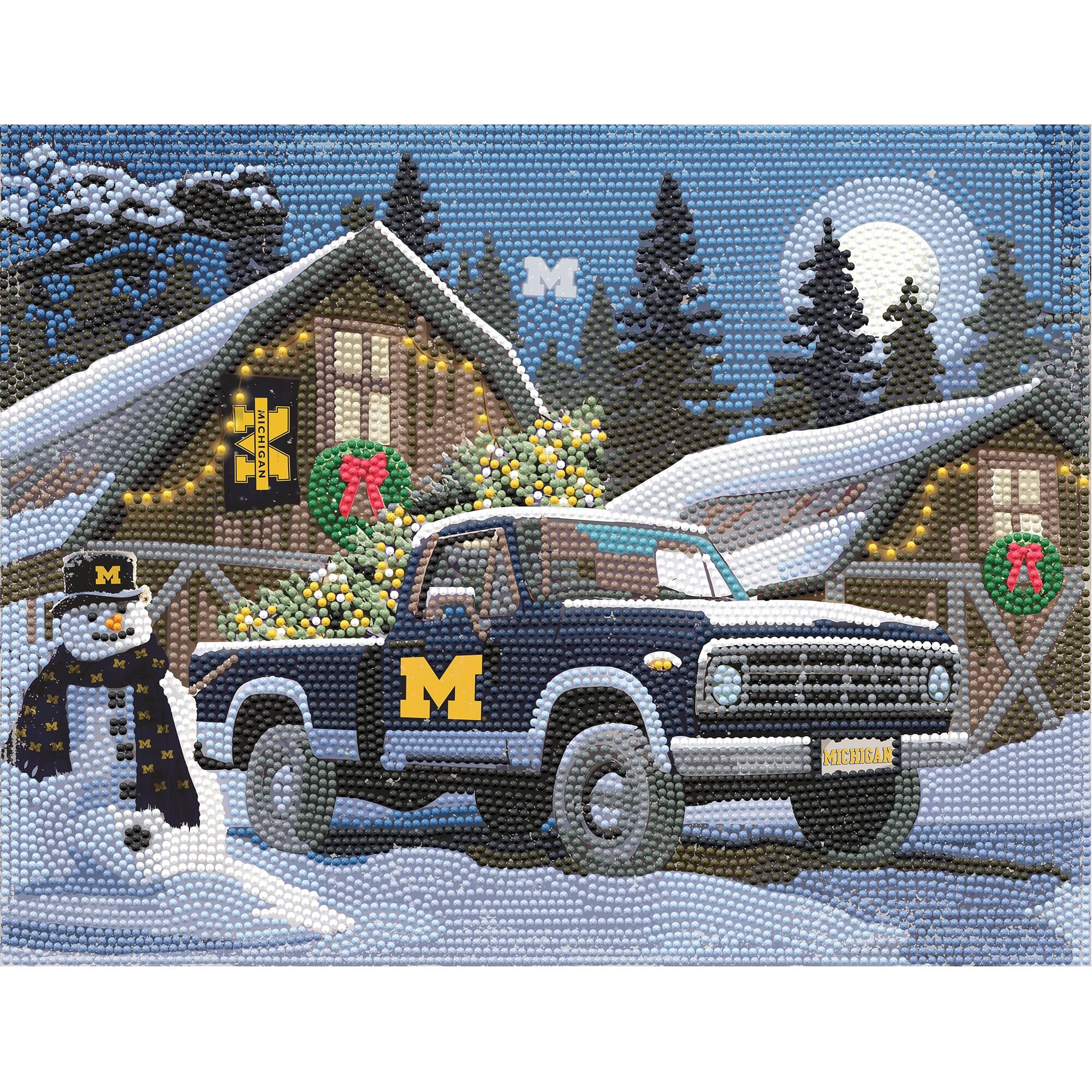Sporticulture - Michigan Wolverines Winter Truck Diamond Art Holiday Craft Kit - Multicolor