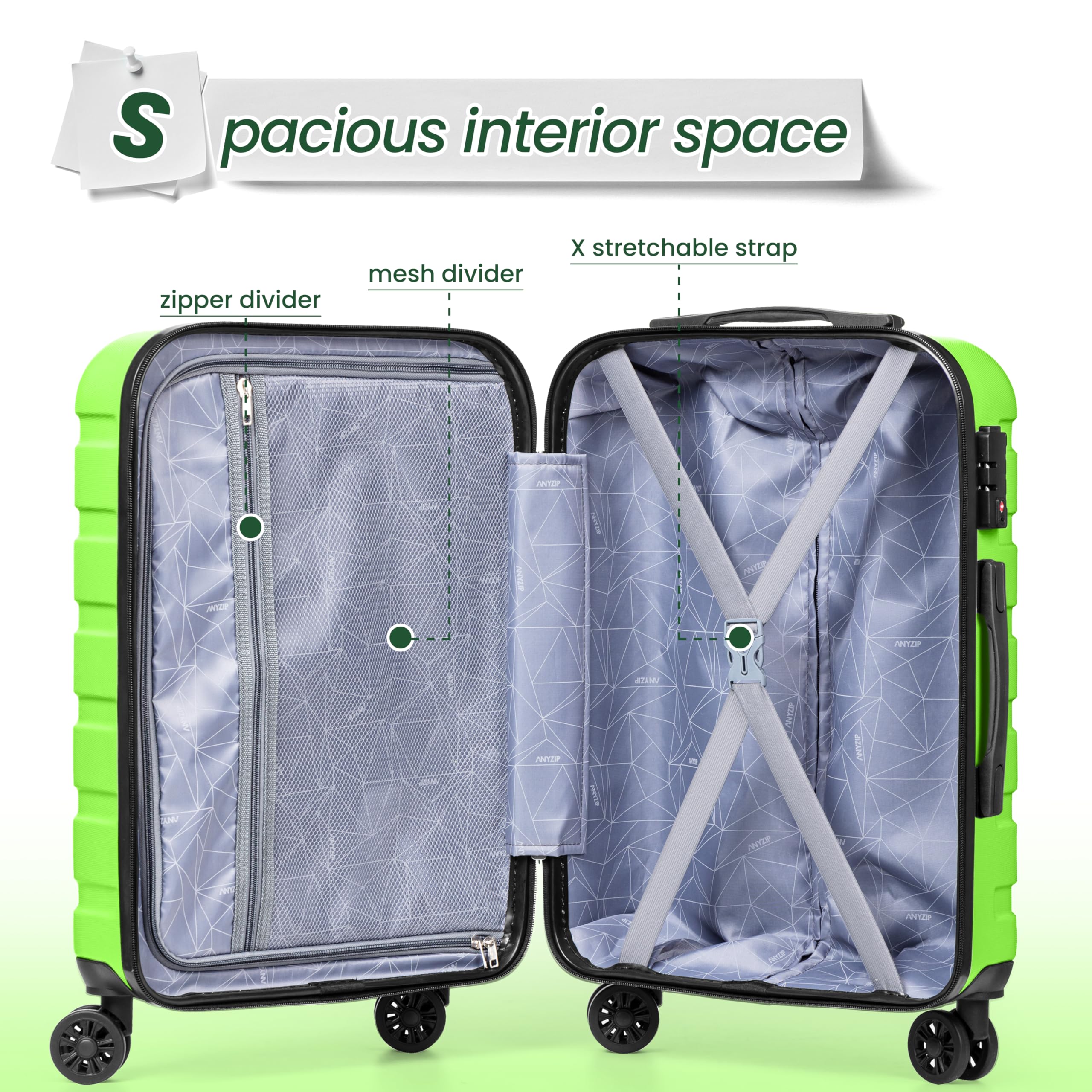 Brick Attic 4 Piece Luggage Sets Hardshell Suitcase Set PC ABS