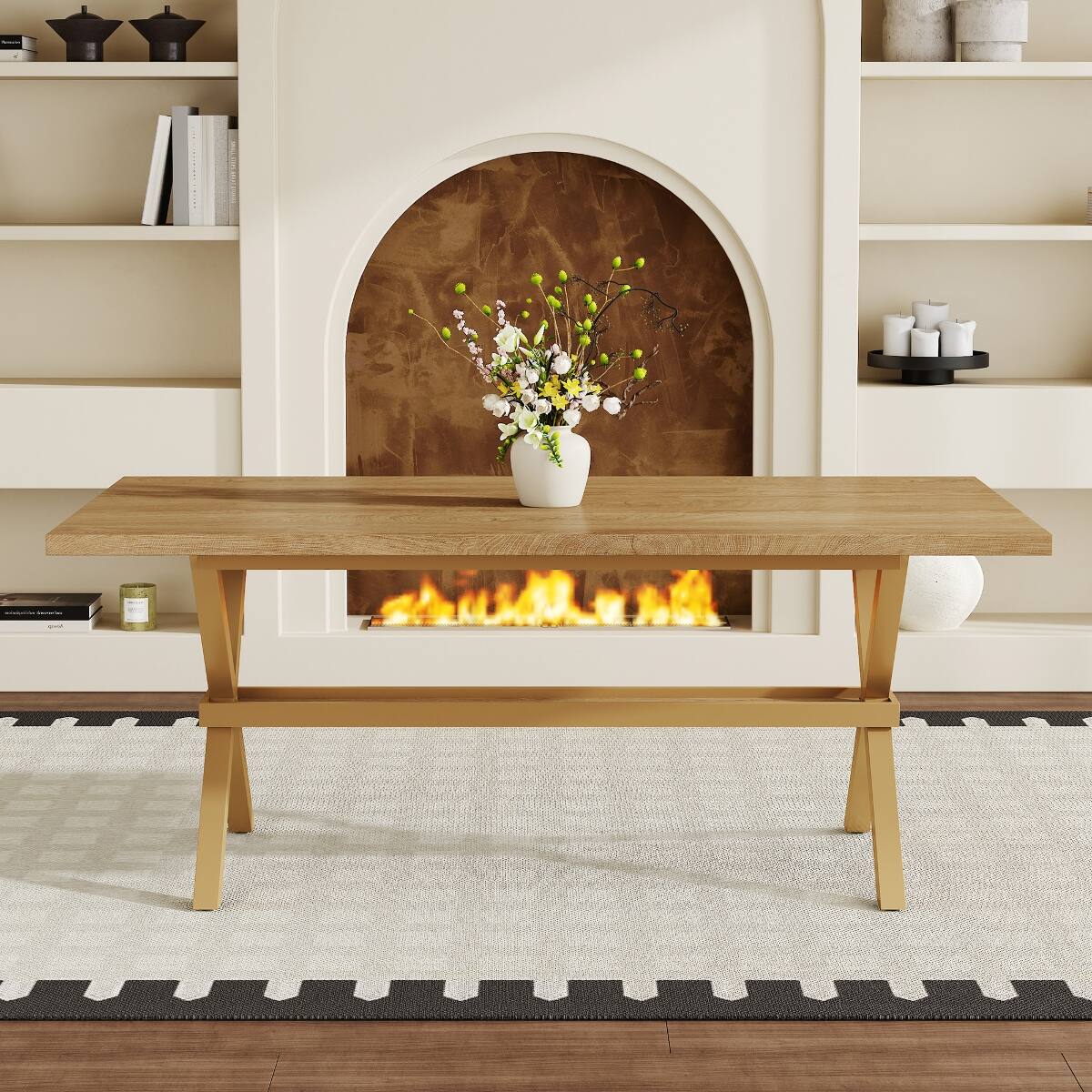 Angle. Loheer - Loheer 71 inch dining table Light Wood MDF Tabletop for 6 to 8 People - Light wood.