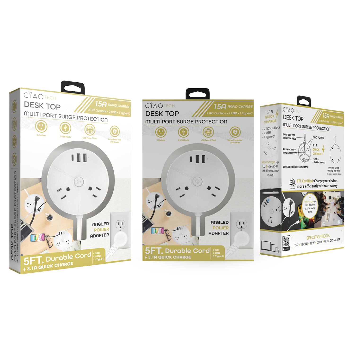 CIAO TECH DESK TOP 15A RAPID CHARGE 3 FC Oubleta US Type-o MULTI PORT SURGE PROTECTION - ts una P sa - - .y - - - PRETESTION ! UDE ANGLED i POWER : ADAPTER DESE PT Durable Cord 2U i - Tue-e 5FT. CHARGE + 3.1A QUICK CIAO TECH 15A RIPID CHARCE DESK TOP HC Outlets 2 Lne Typle-C MULTI PORT SURGE PROTECTION 1  usa - - fopr hun Protectos - - ANGLED POWER ADAPTER 5FT. Durable Cord - LSB 3.1A QUICK CHARGE 3.18 CTAO TECH QUICK DESK 15A HE CHARGE TOP  J MULTI Sec Outleta PORT SURGE R PROTECTION FLEM TRAALI T TureC FOuTE O KC PORTS 1 ~ -  QUICE - NUTTON CHRRGT 1 Rechonge UP TH ma to devices BU 8 P  - - = the some - - time ETL Certifiedt Charge your devices more eflficiently without worry - - a - 9
