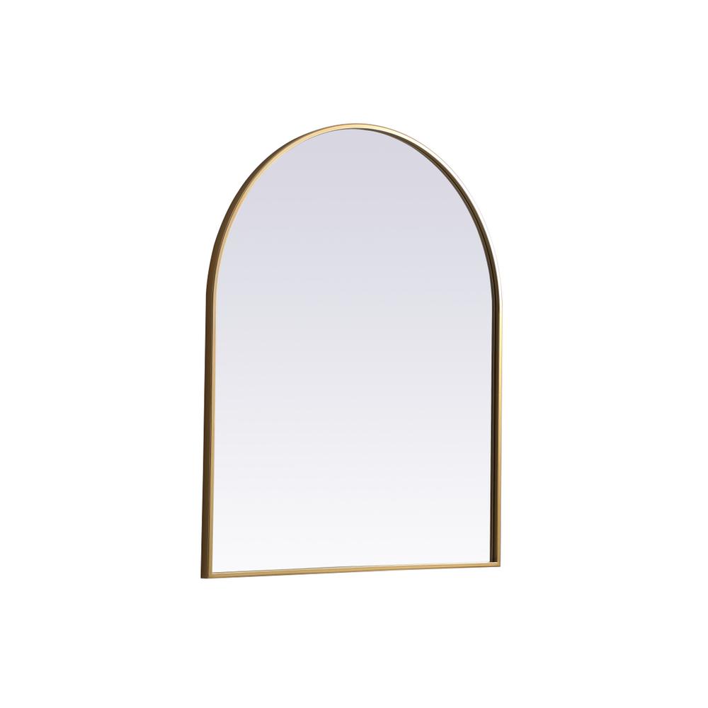 Left. Elegant Decor - Metal Frame Arch Mirror 30x36 Inch in Brass - Brass.