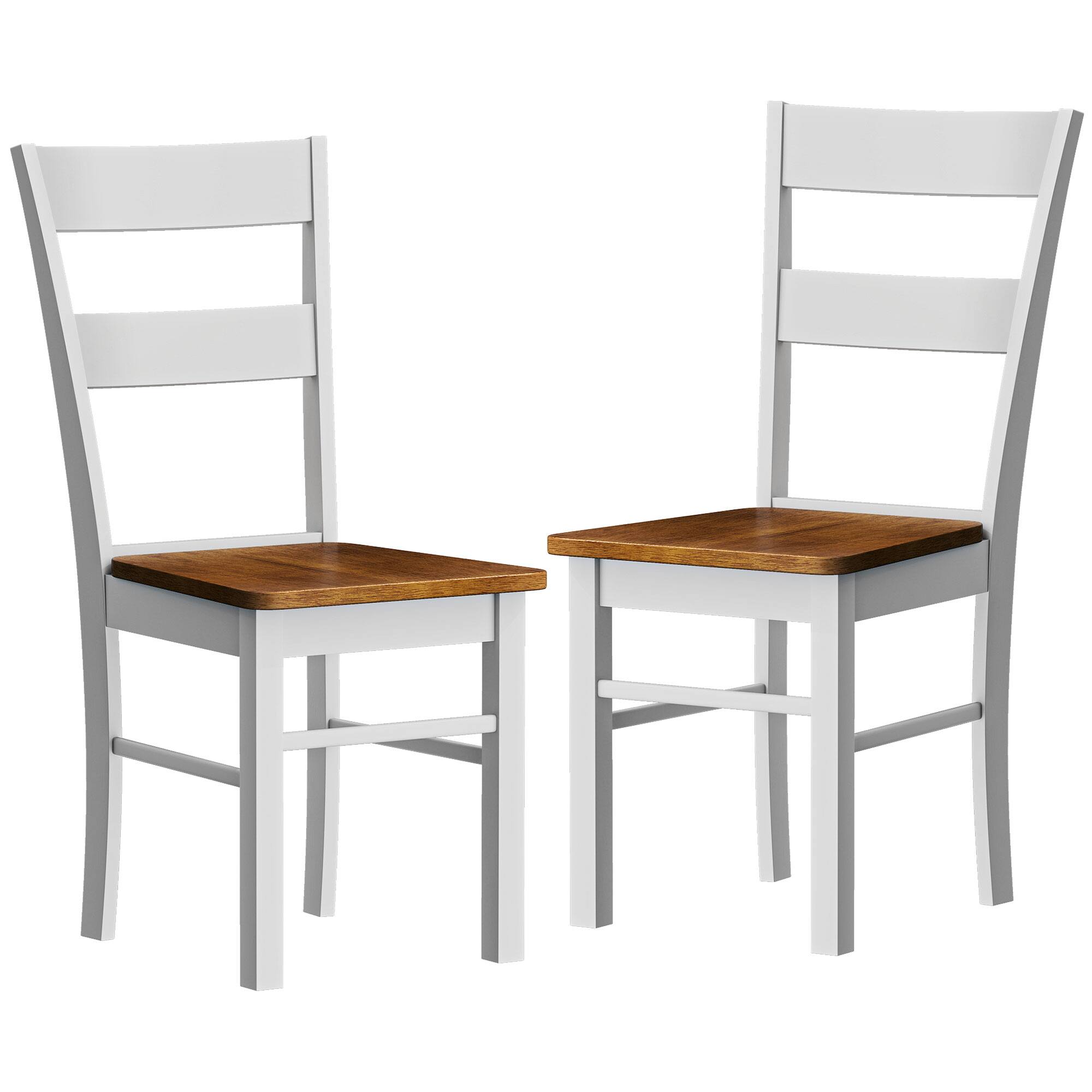 Alt View 1. Homcom - Dining Table Chairs, Set of 2 Rubber Wood Kitchen Table Chairs with Open Back for Living Room - Light Gray.