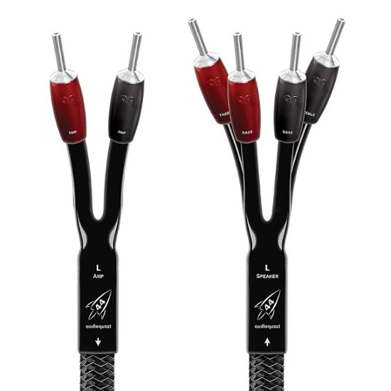 Front. AudioQuest - Rocket 44 10' Pair Bi-Wire Speaker Cable, Silver Banana Connectors - Silver/Black.