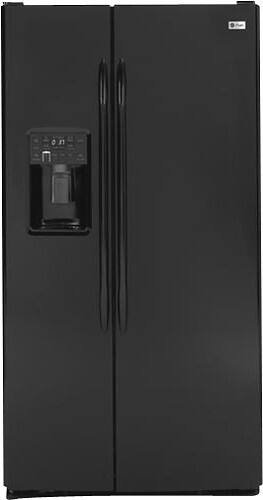 Front Standard. GE - Profile  29.1 Cu. Ft. Side-by-Side Refrigerator with Thru-the-Door Ice and Water - Black.