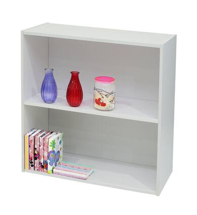 Front. Kings Brand Furniture - Kings Brand Furniture White Wood 2-Tier Shelf Bookcase Storage Organizer - White.